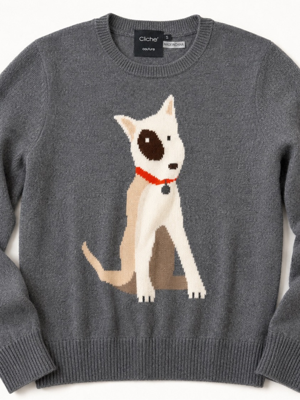 Cliché Couture Sweater - Bull Terrier - Wool Blend - Gray - Small